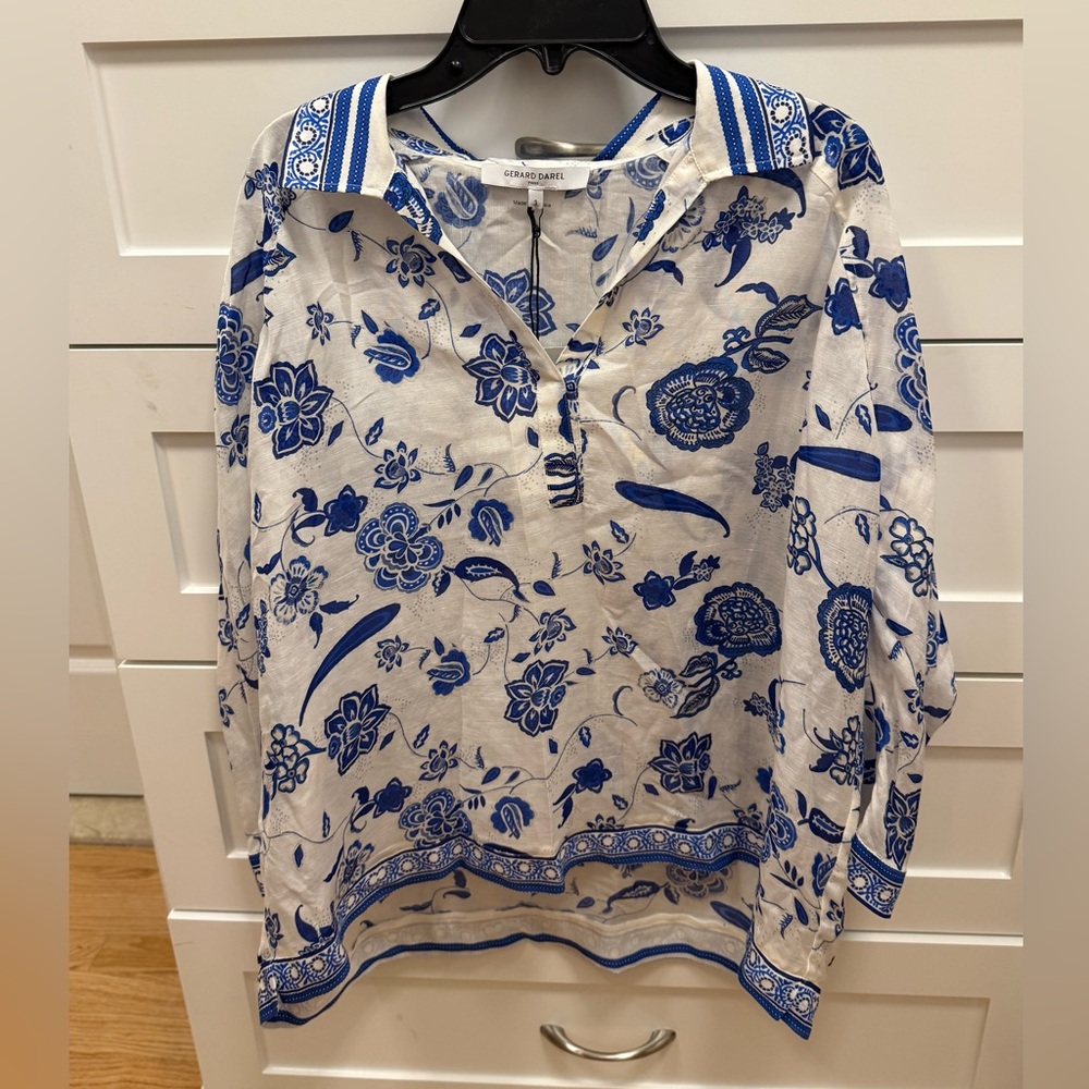 Gerard Darel Blue and White Floral Tunic